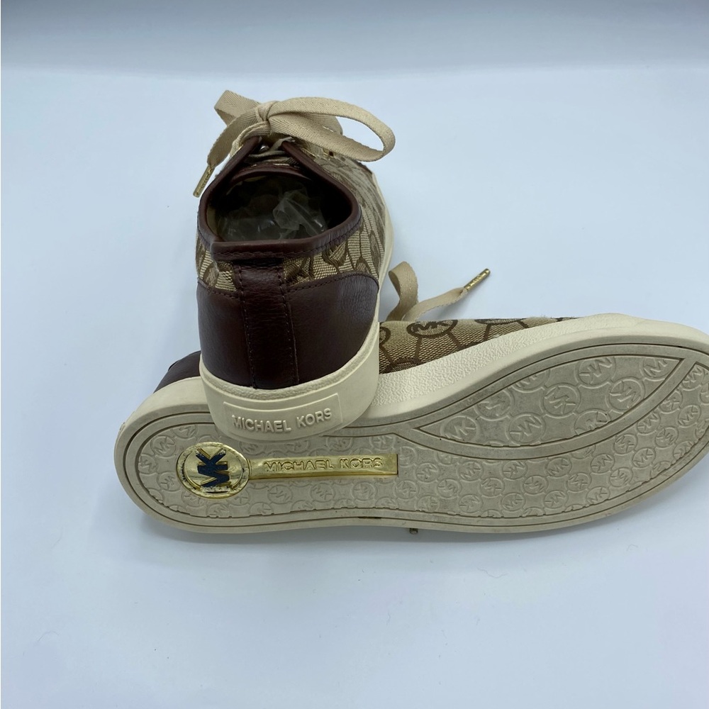 ✨MICHAEL KORS Signature Brown/Gold/Tan  Sneakers Size: 7.5✨ - Picture 6 of 8
